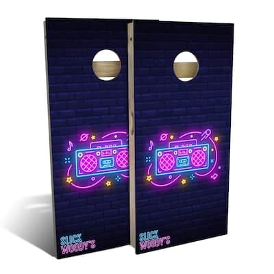 80s Boombox Outdoor Cornhole Board Set