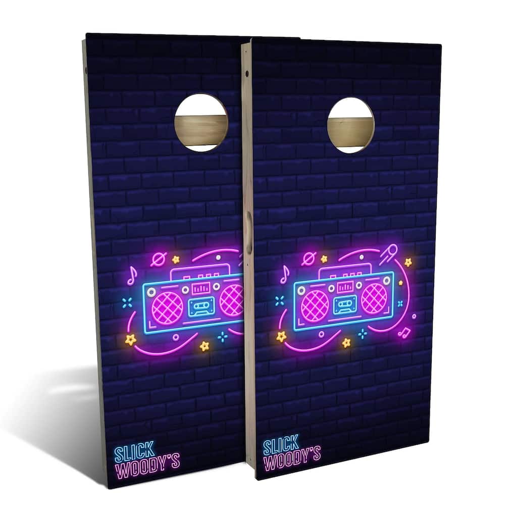 80s Boombox Outdoor Cornhole Board Set
