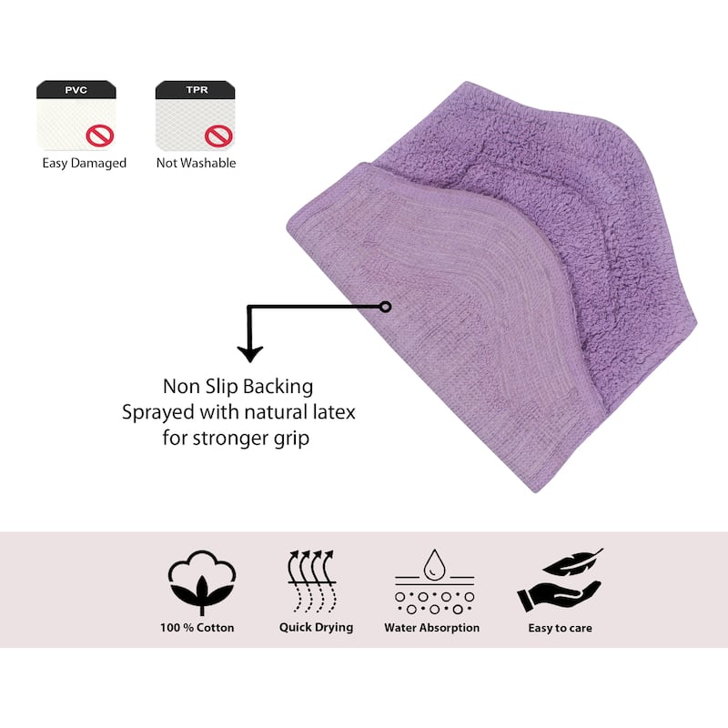 Waterford Collection 100% Cotton Non-Slip Bathroom Rug Set, Machine Washable Bath Rug, 5 Piece Bath Mat Set with Contour