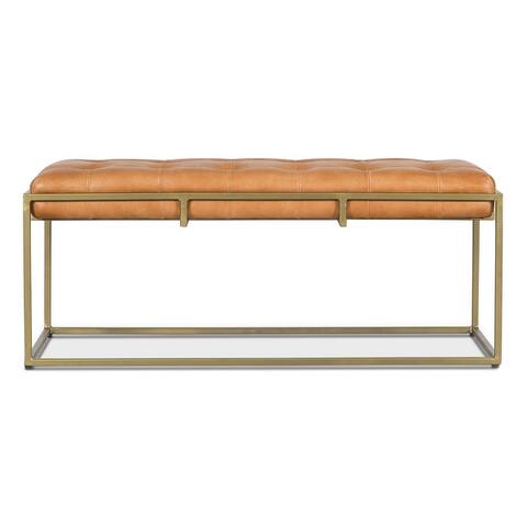 EdgeMod Glam Metal and Tufted Leather Curio Bench