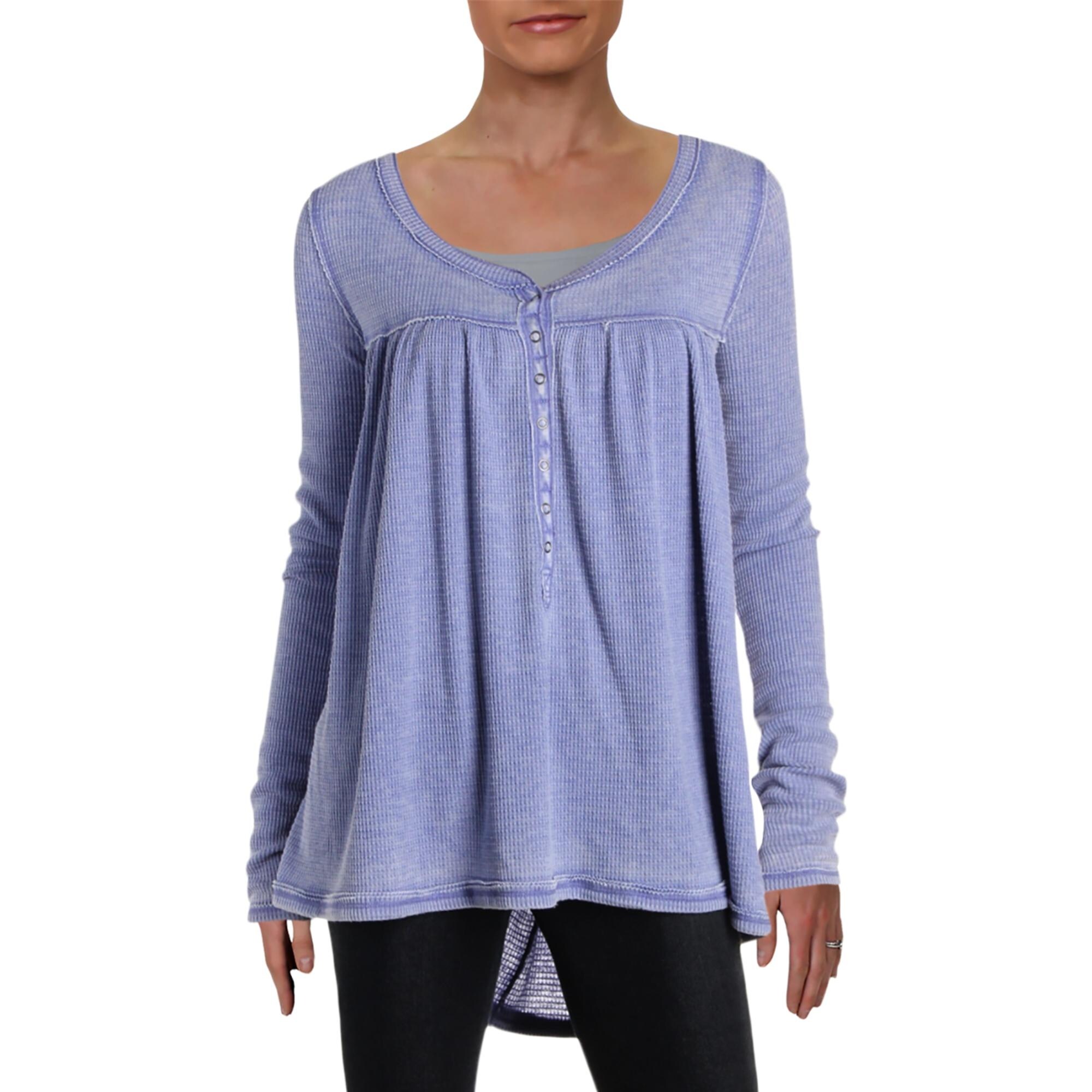 Shop We The Free Womens Kai Henley Top Textured Long Sleeves