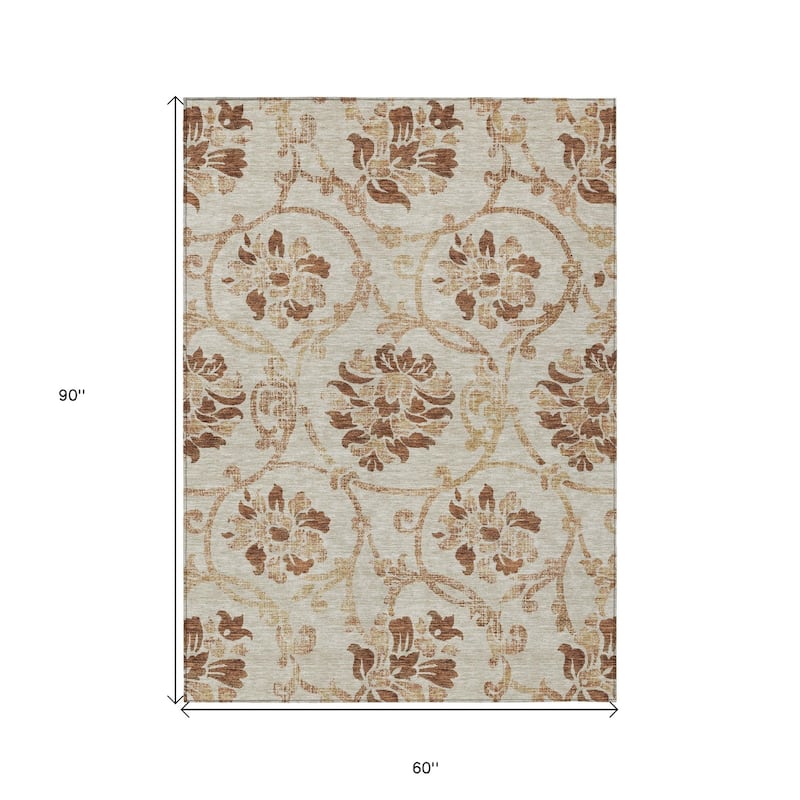 HomeRoots Floral Traditional Rectangle Outdoor Rug