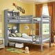 preview thumbnail 1 of 22, Bookcase Headboard Design Bunk Bed with Shelves, Convertible to 2 Beds, Twin over Twin Grey