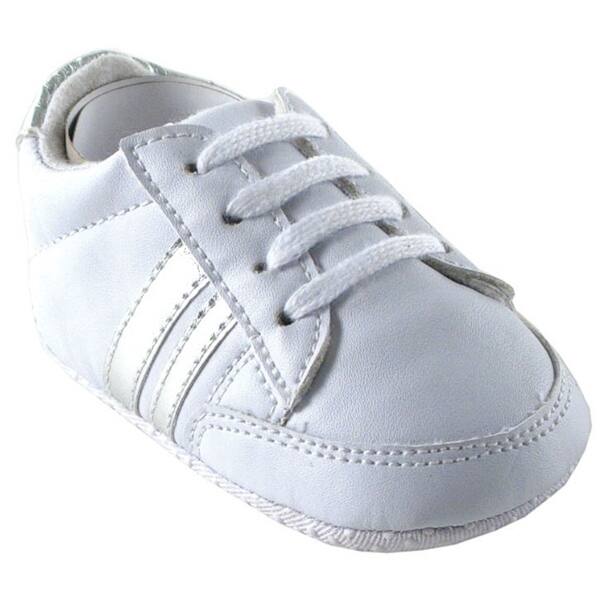 slide 1 of 1, Luvable Friends Baby Unisex Crib Shoes, Silver Sneaker 0-6 Months - Silver Sneaker
