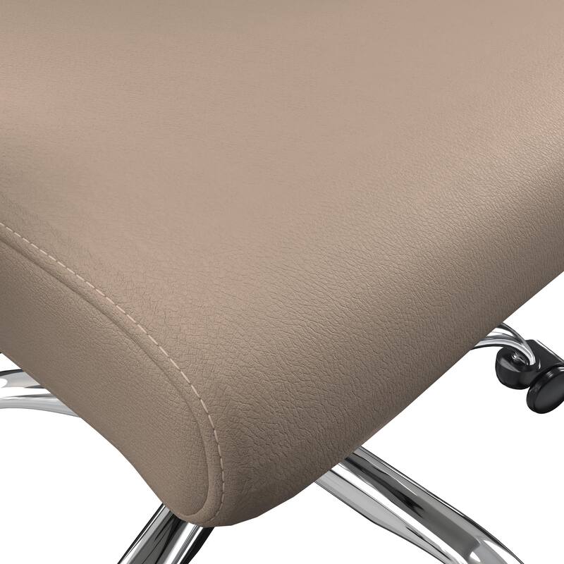 Evander Ergonomic Leather Office Desk Chair with Aluminum Frame, Foam Cushion, Fixed Armrests, 360° Swivel & Quick Assembly