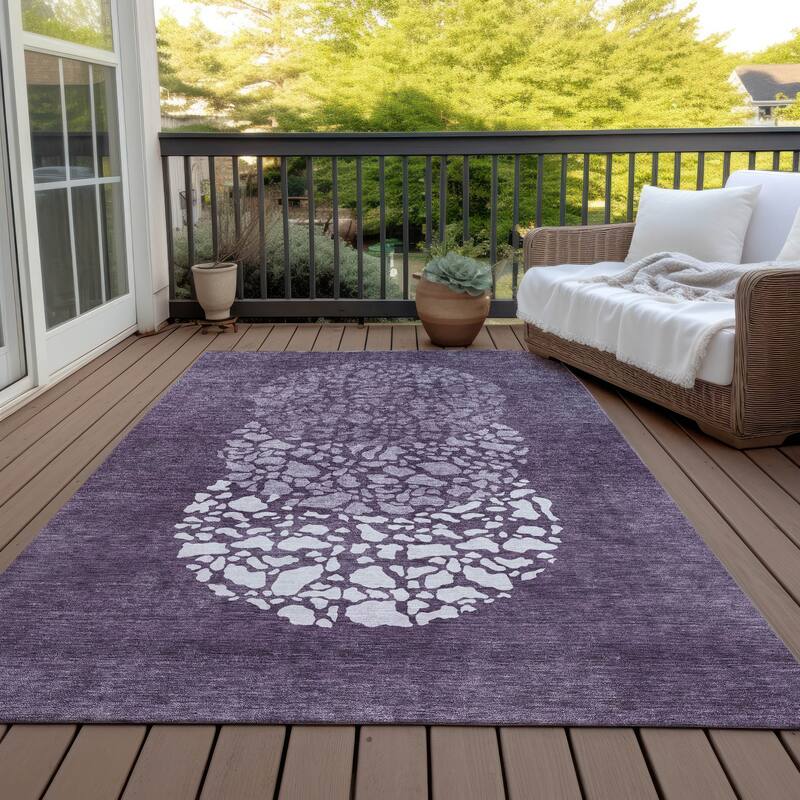 Machine Washable Indoor/ Outdoor Chantille Modern Mosaic Rug