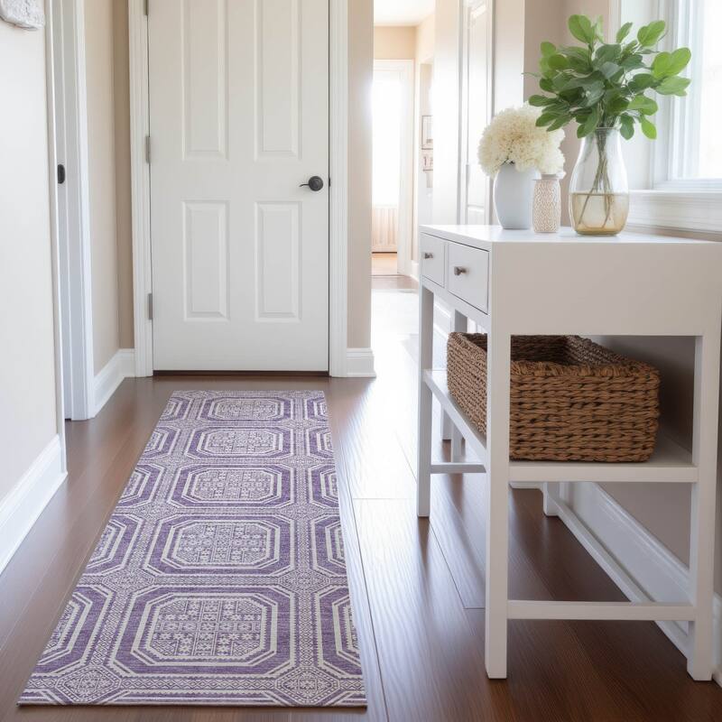 Premium Washable Super Soft Classic Panel Mayfield Rug - Lavender - 2'3" x 7'6"