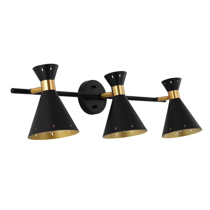 Elroy 18.25" 2-Light Iron Retro Contemporary LED Track Light , Black/Gold by JONATHAN Y