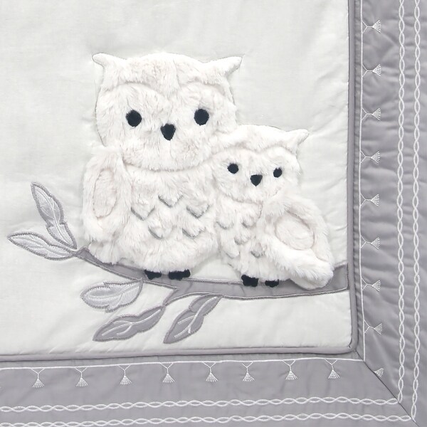 Lambs & Ivy Luna White/Gray Celestial Owl 4-Piece Nursery Baby
