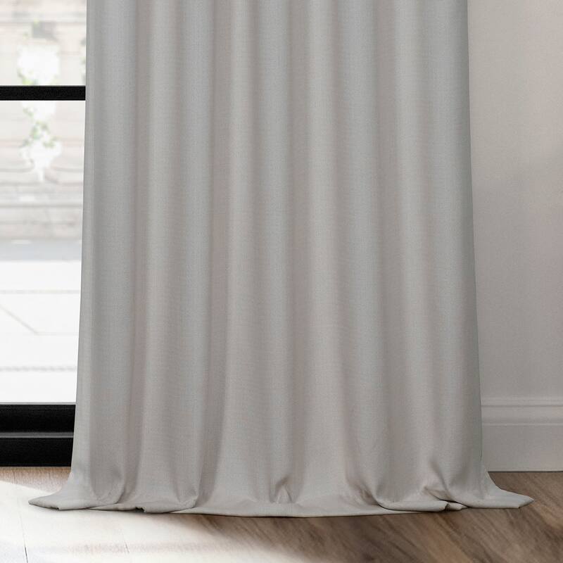 Exclusive Fabrics French Pleated Textured Faux Linen Room Darkening Curtains for Bedroom & Living Room Curtains (1 Panel)