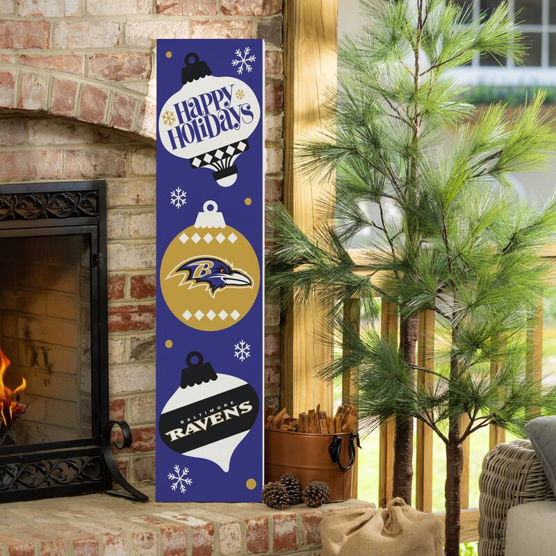47" Double Sided Seasonal Porch Leaner, Baltimore Ravens - 47" x 11.25" - Christmas