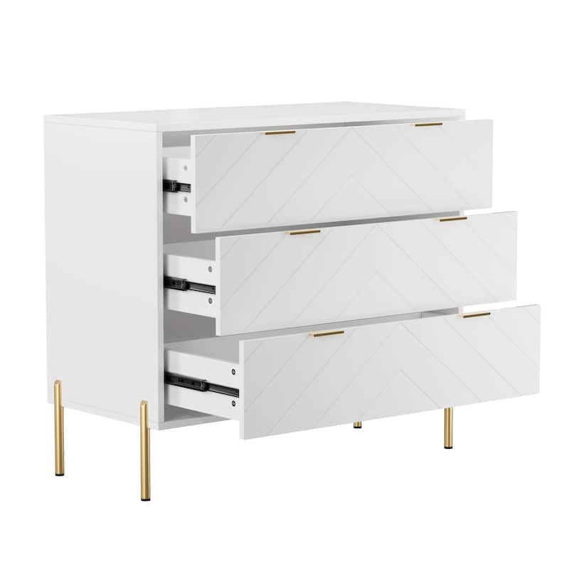 Clihome 3-Drawer Storage Chest Dresser for Bedroom