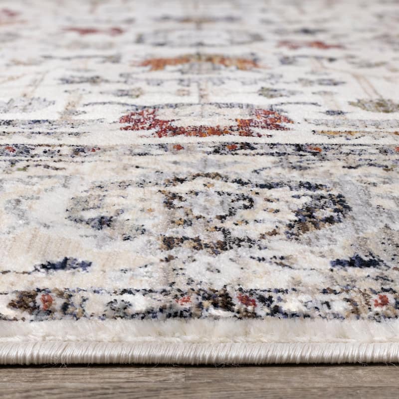 Sydney Collection - Cream/Blue Elegant Border Rug