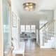 2-Light Flush Mount Glass Ceiling Light with Metal Frame - N/A