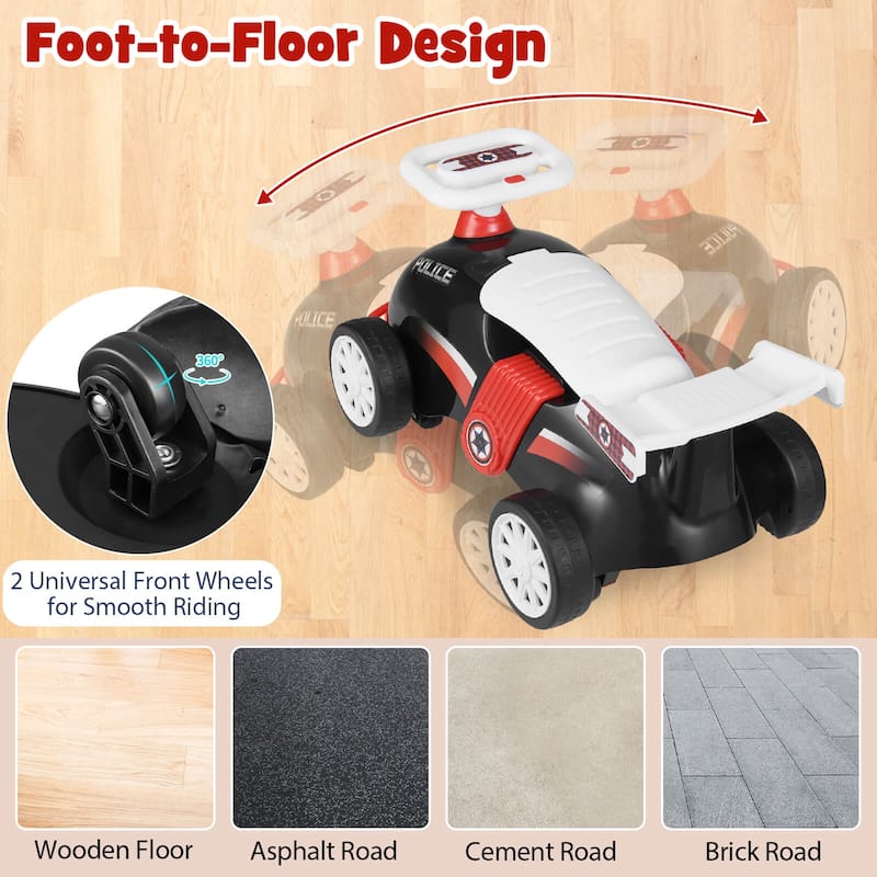 Costway Kids Ride On Push Car with Music Under-Seat Storage Universal