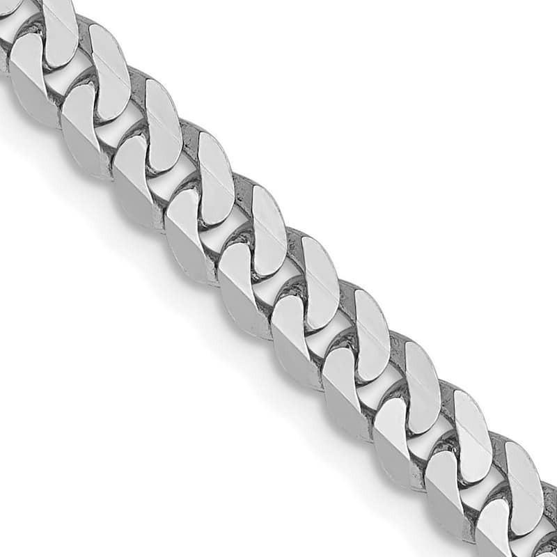 Curata 14k White Gold 3.9mm Flat Curb Chain Bracelet