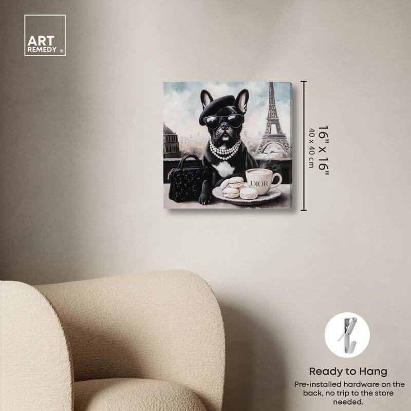 Frenchie in Paris Treats Canvas by Art Remedy, Gallery Wrapped