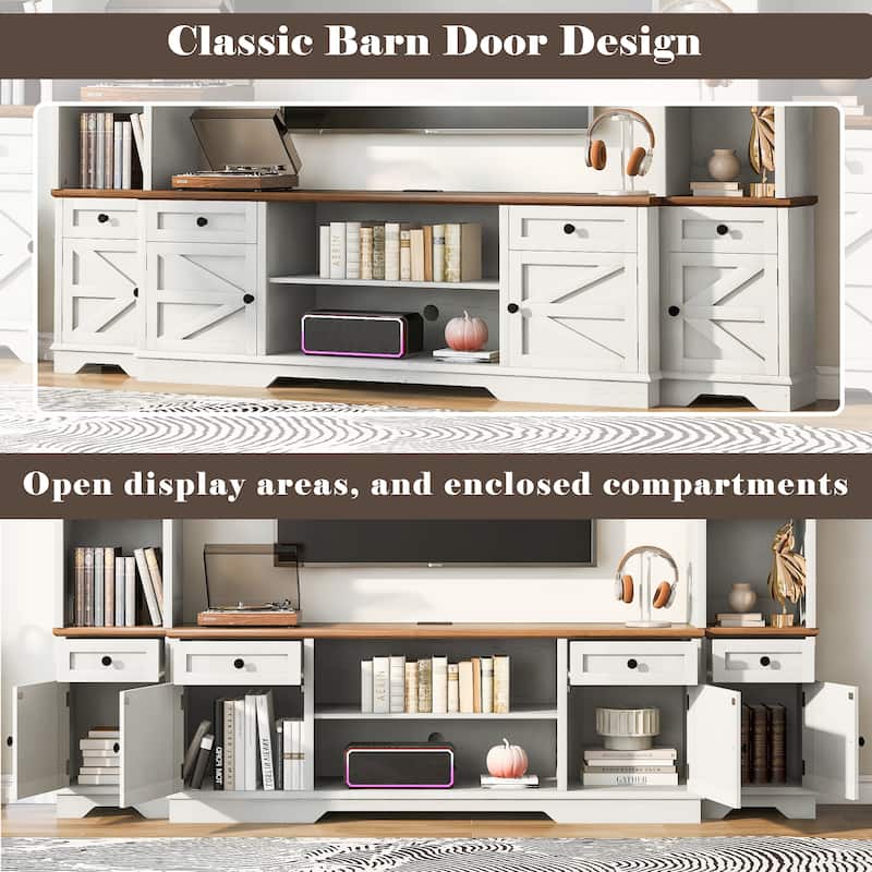 98.8" TV Stand Wall Unit with Bookshelves, Modern Entertainment Center Media Console with Adjustable Shelves & Cabinets