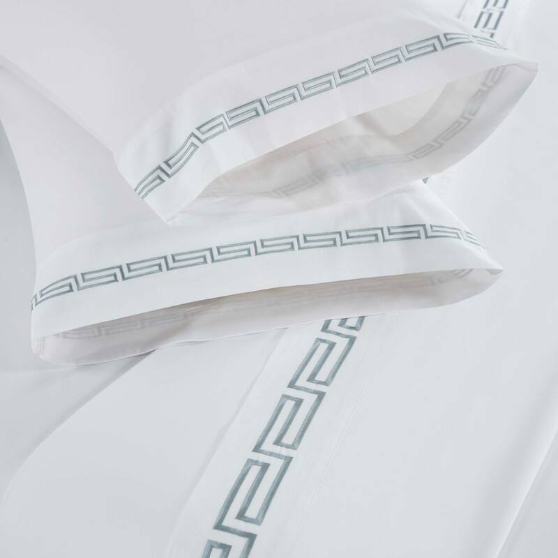 Blue Nile Mills Haven Cotton Greek Key Embroidered Bed Sheet Set