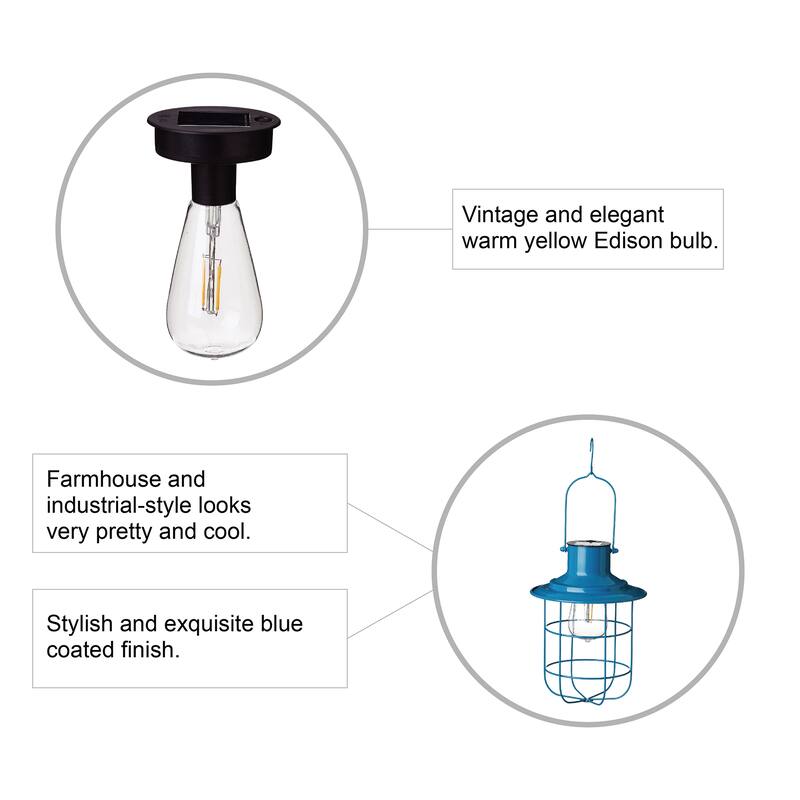 Glitzhome 9.75"H Metal Wire Solar Powered Outdoor Hanging Lantern