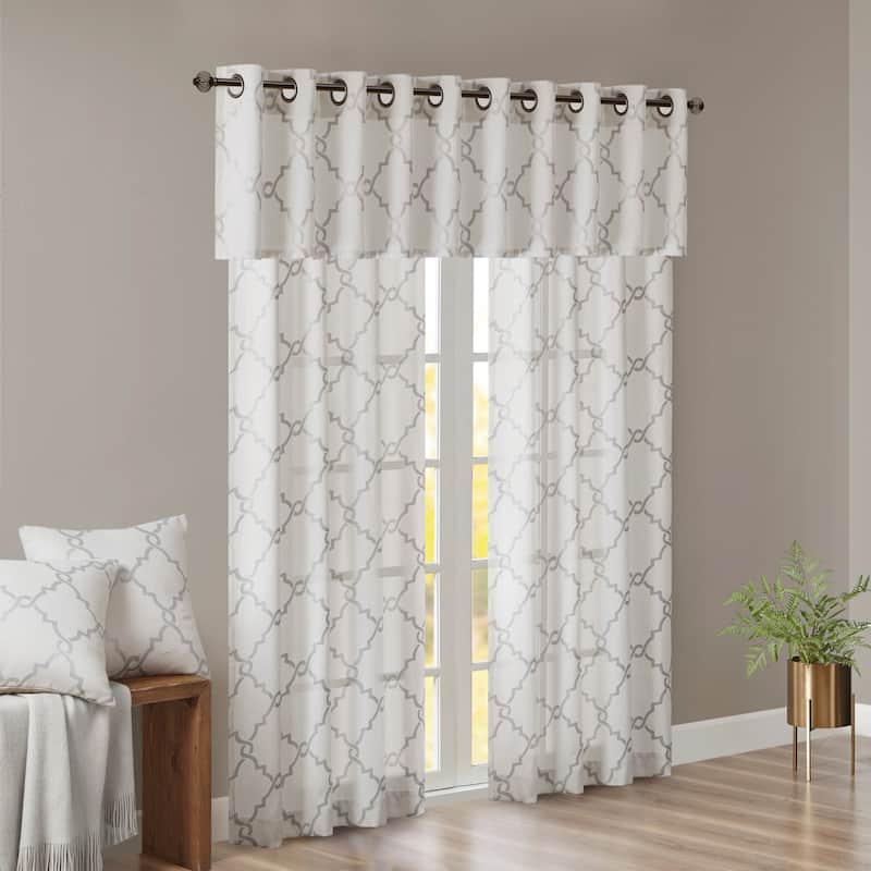 Madison Park Westmont Fretwork Print Grommet Top Window Single Curtain Panel