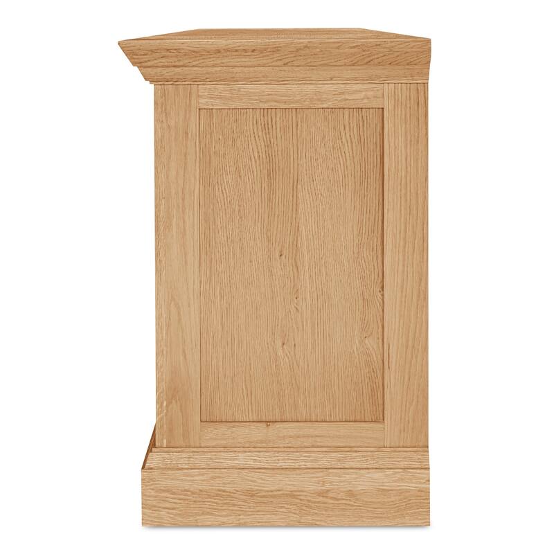 Title: NADAAL STUDIOS Virelle Sideboard, Traditional Glass-Front Storage with Oak Frame & Drawers, Natural