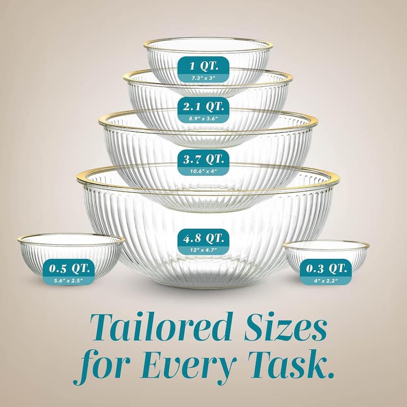 COOK WITH COLOR 12 Pc Glass Nesting Mixing Bowl Set with Lids for Cooking and Prep