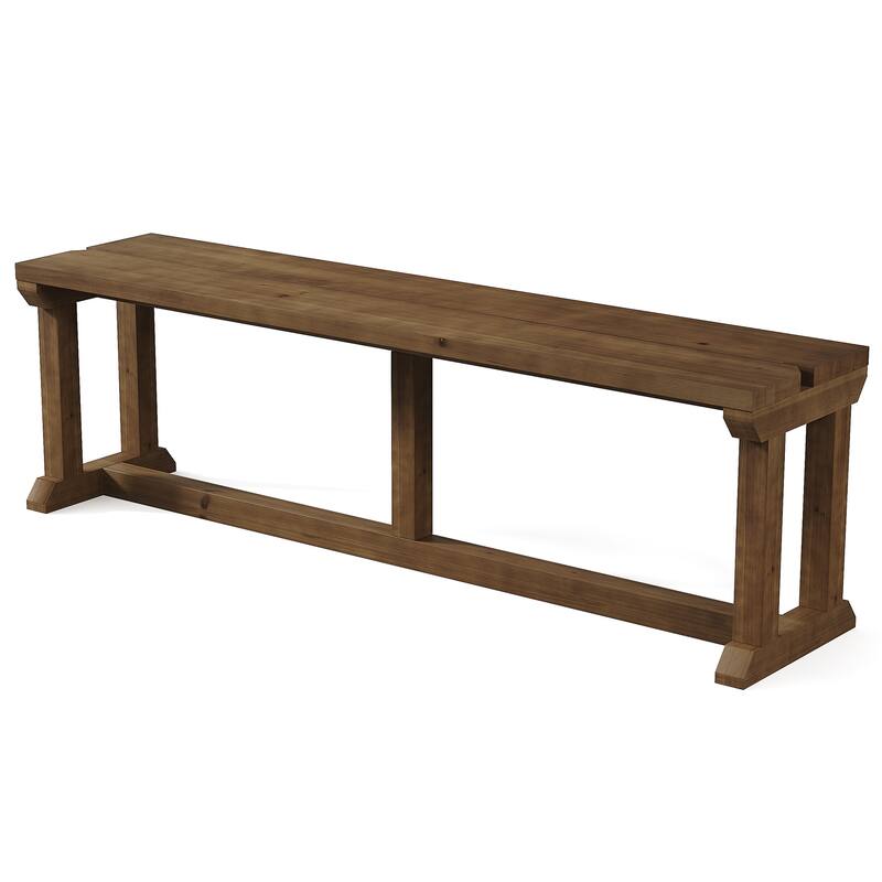59" Solid Wood Entryway Bench, Rustic Shoe Bench & Bed Seat for Bedroom, Hallway, Living Room