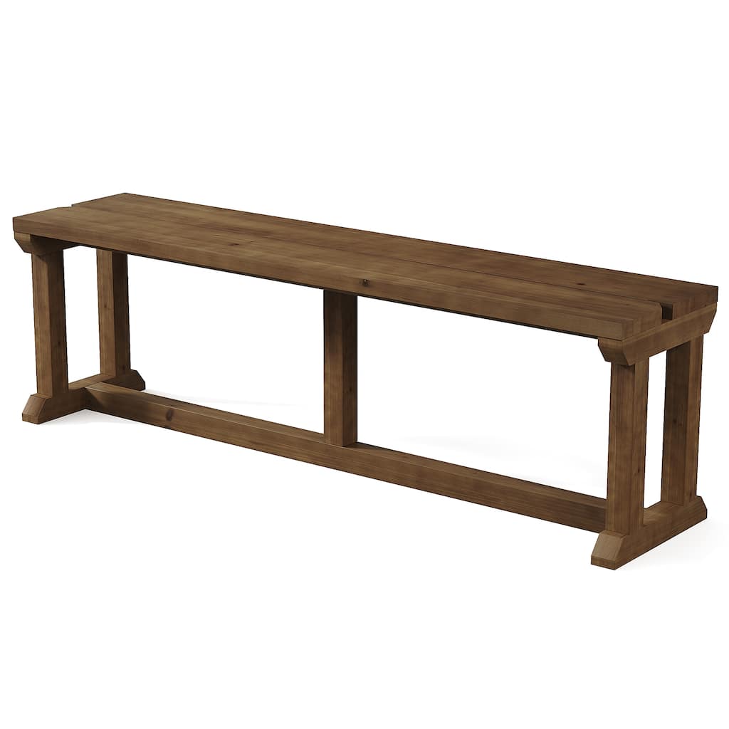 Solid Wood Rustic Shoe Bench, 59" Farmhouse Entryway Bench