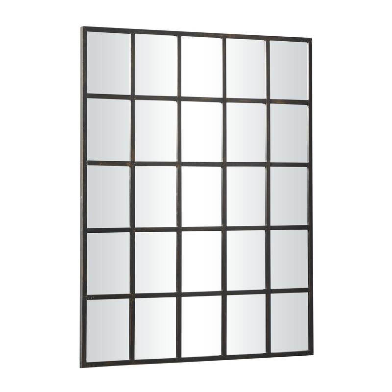 Metal Window Pane Inspired Grid Room Wall Mirror - Copper, Brown, Black - Roche River Decor