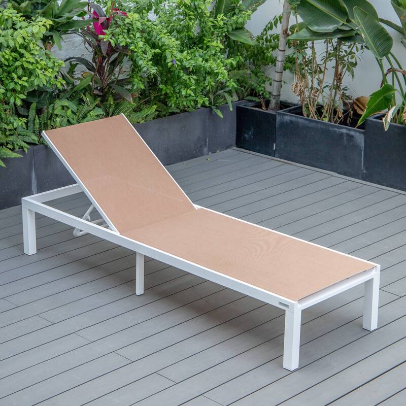 Aluminum Beach Pool Sun Lounge Chair Sling Mesh Fabric Reclining Stackable Lounger Chair