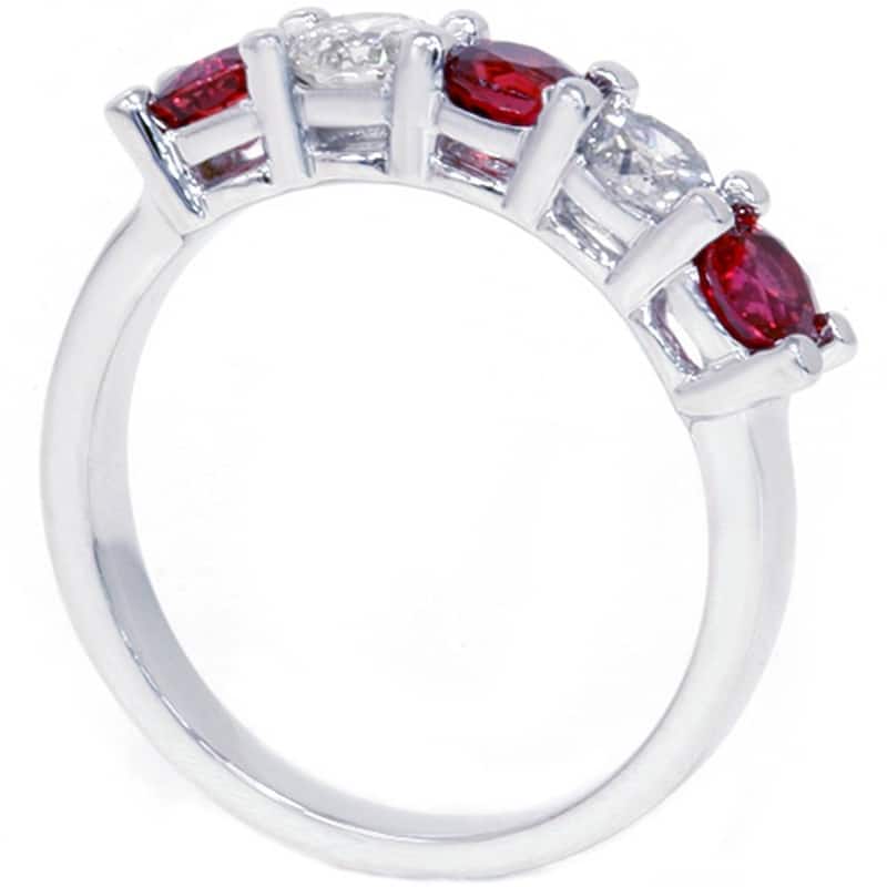 1 1/2ct Ruby & Diamond Wedding Ring White Gold Five Stone