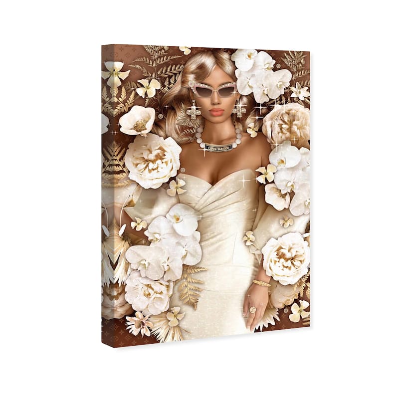 Wynwood Studio Canvas Fashion and Glam Fabulous Lady White and Cream White Glam Wall Art Canvas Print