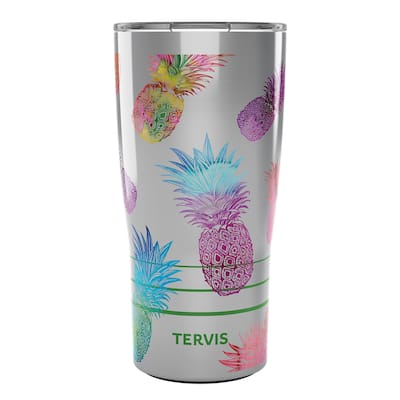 Tervis Traveler Watercolor Pineapples Triple Walled Insulated Travel Tumbler, Stainless Steel