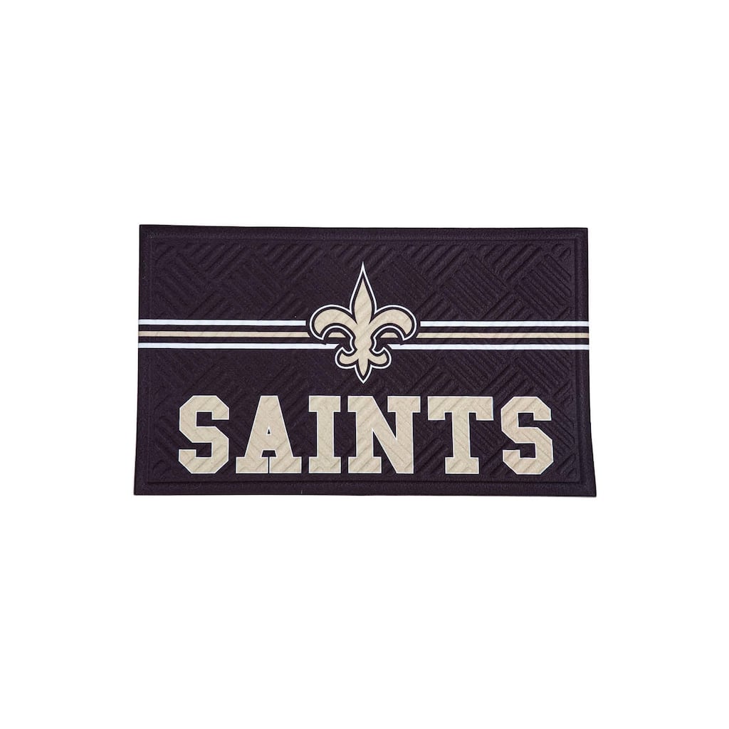 28 in. x 16 in. Embossed Mat, Cross Hatch, New Orleans Saints