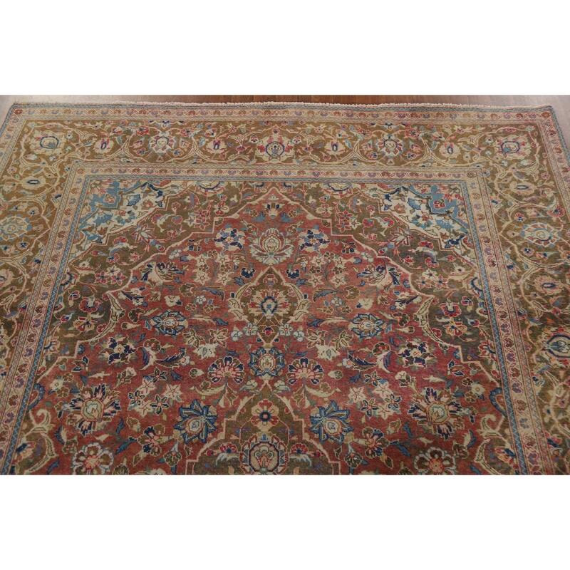 Hand Knotted Oriental 100% Wool Carpet Traditional Floral Red Kashan Area Rug - 10' 2'' X 6' 6''