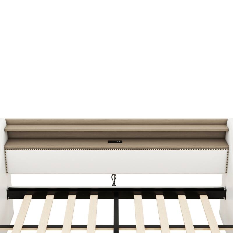 Upholstered Twin Size Daybed with Storage Drawers and LED Lights