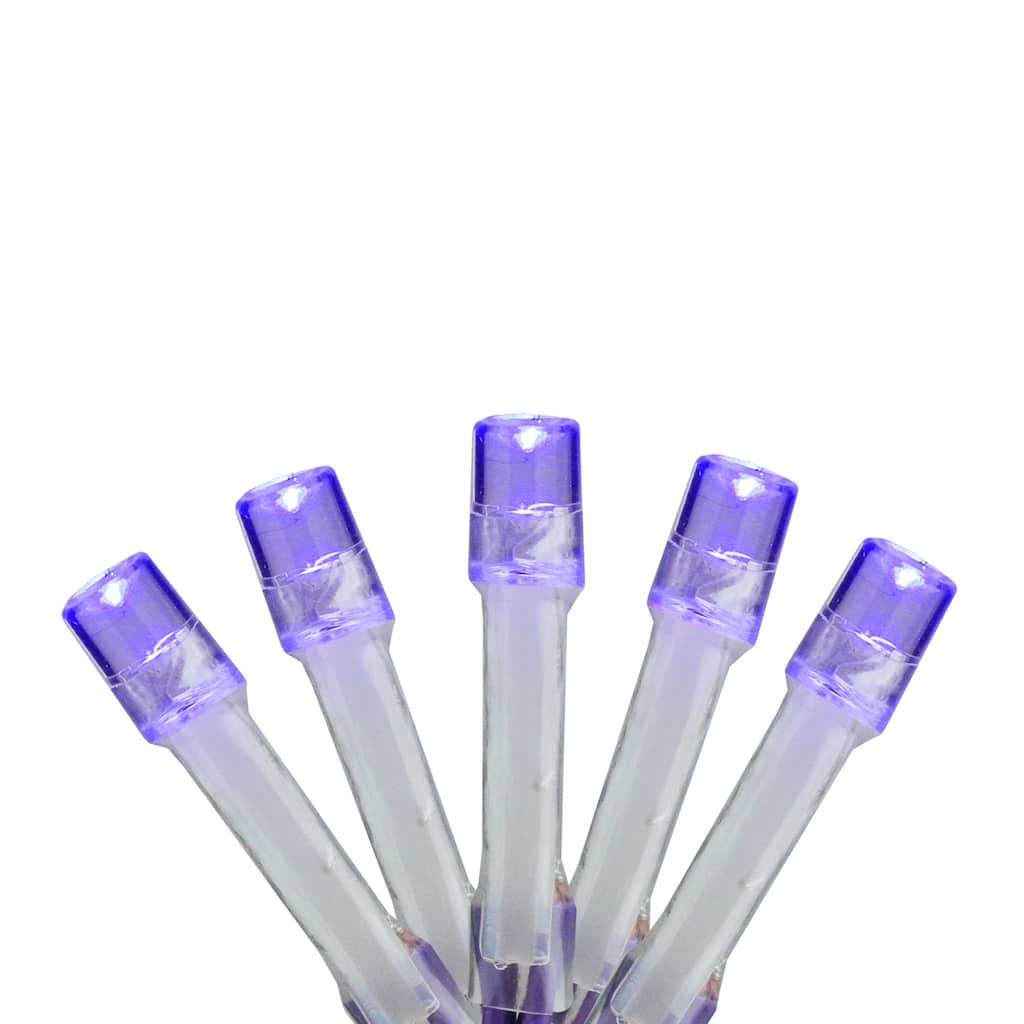 15-Count B/O Purple LED Micro Christmas Lights - 4.8 ft Purple Wire
