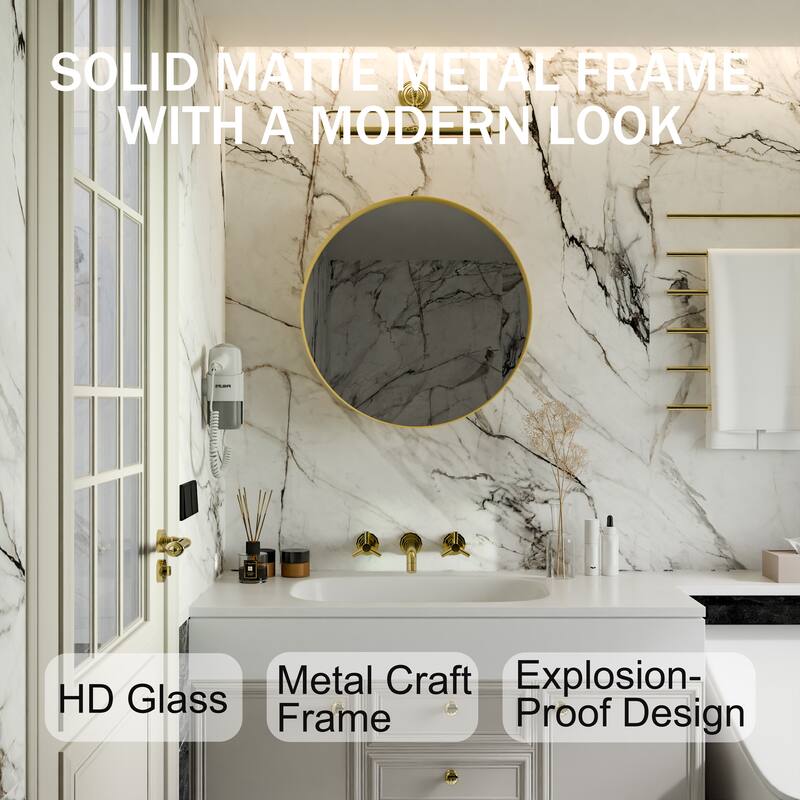 23.6 Inch Surface Mount Round Metal Framed Medicine Cabinet