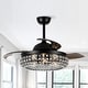 preview thumbnail 1 of 11, 42" Modern Black 3-Light Crystal Ceiling Fan Chandelier with Remote Matte Black