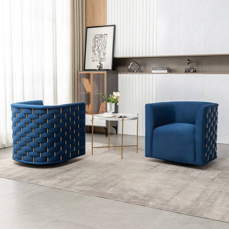 Modern Glam Velvet Upholstered 360 Degree Swivel Barrel Chair Set of 2