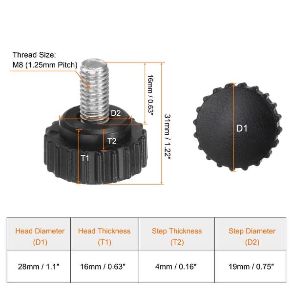 Knurled Clamping Knobs Thumb Screws Metric Male Thread Matte Head 304 ...
