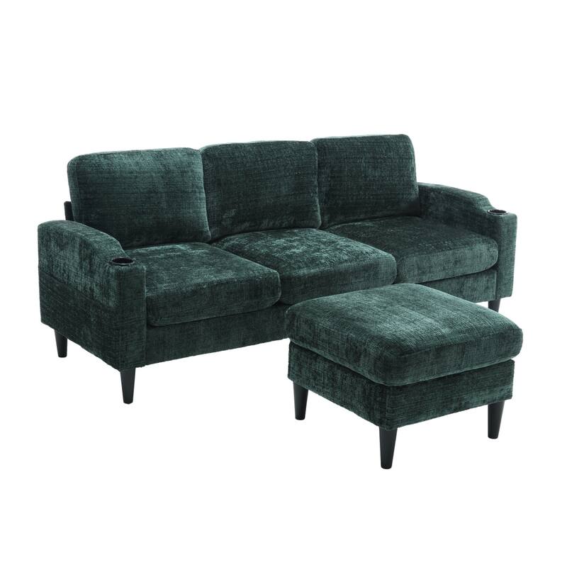 Convertible Sectional Sofa Couch, L-Shape Cozy Sofa Couch Set 4 Seat Sofa Sectional with Storage Ottoman for Living Room