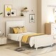 preview thumbnail 1 of 11, Twin Size Wooden Bed Frame with Headboard, Sturdy Platform Base with Slats, No Box Spring Needed White