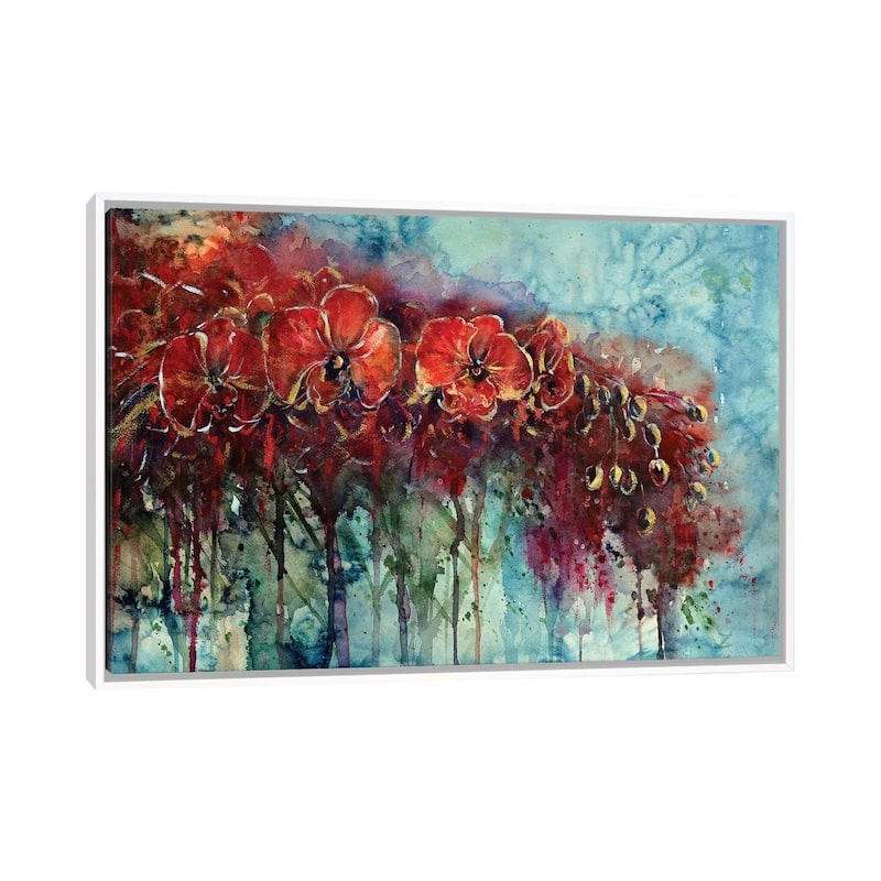 iCanvas "Red Orchids" by Zaira Dzhaubaeva Framed - White - 26x40