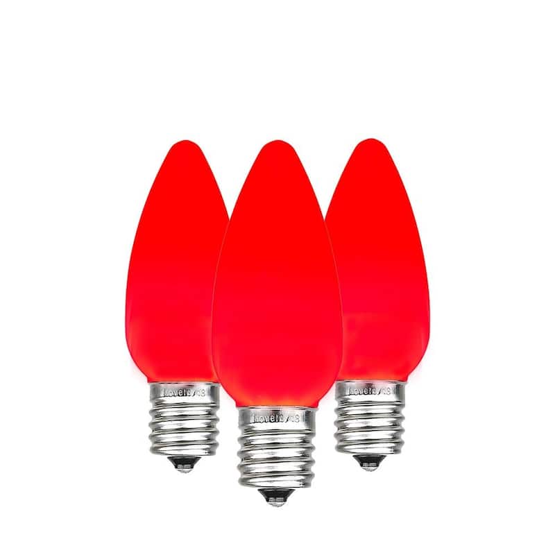 25 Pack C9 LED Plastic Ceramic Outdoor Christmas Replacement Bulbs, Multi - Red