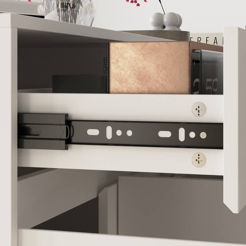 70.9" White Curved Front Desk with Shelving and Storage Reception Desk