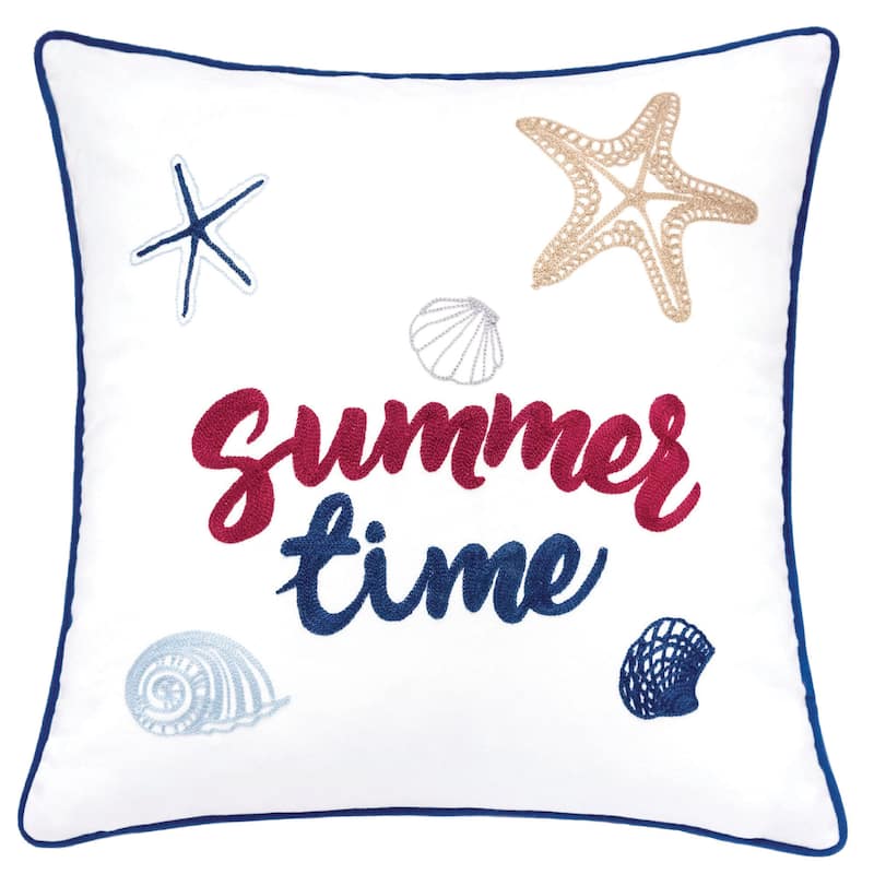 Porch & Den 'Summertime' Coastal White Accent Pillows (Set of 2)