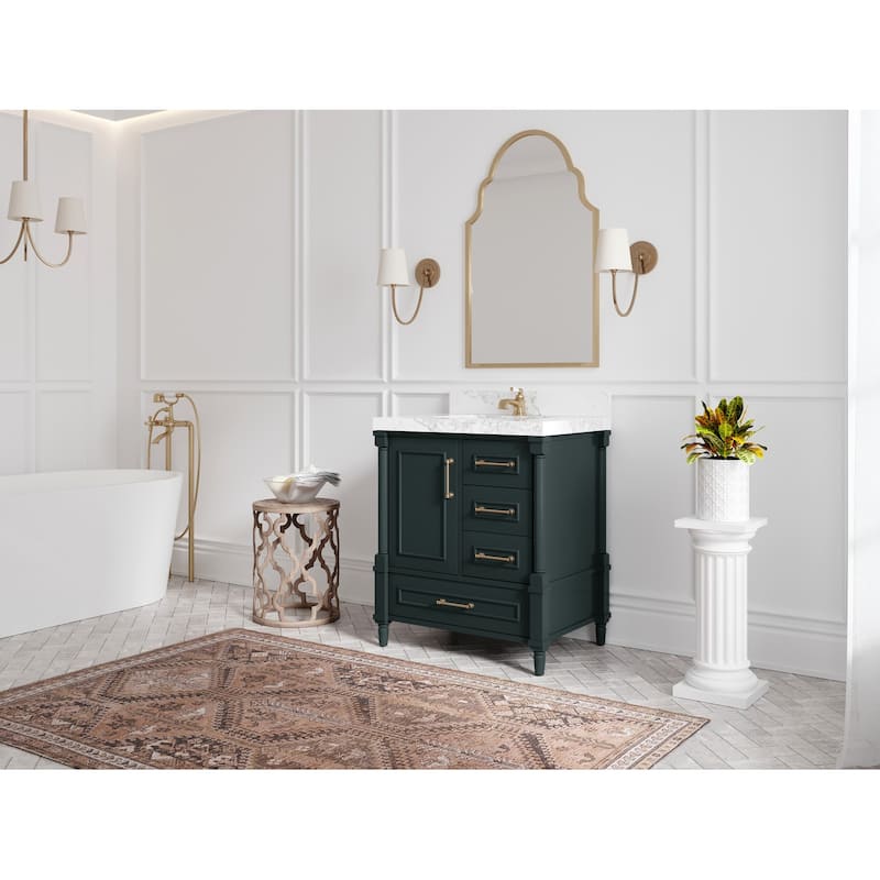 Willow Collections 30 in. W x 22 in. D Aberdeen Single Sink Bathroom Vanity in Dark Forest Green with Countertop