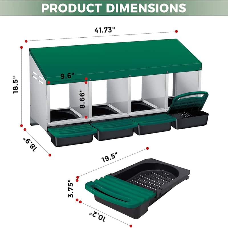 Roll-Away Nesting Boxes for Chickens Coop with Perch